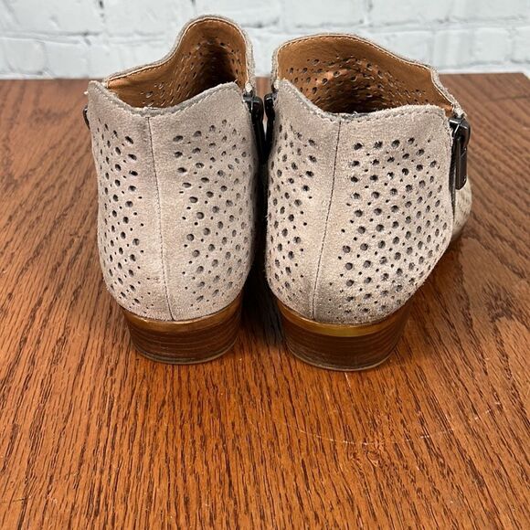 Lucky Brand Taupe Perforated Booties | Shoeties | Double Zip | Leather 7 - Picture 2 of 5
